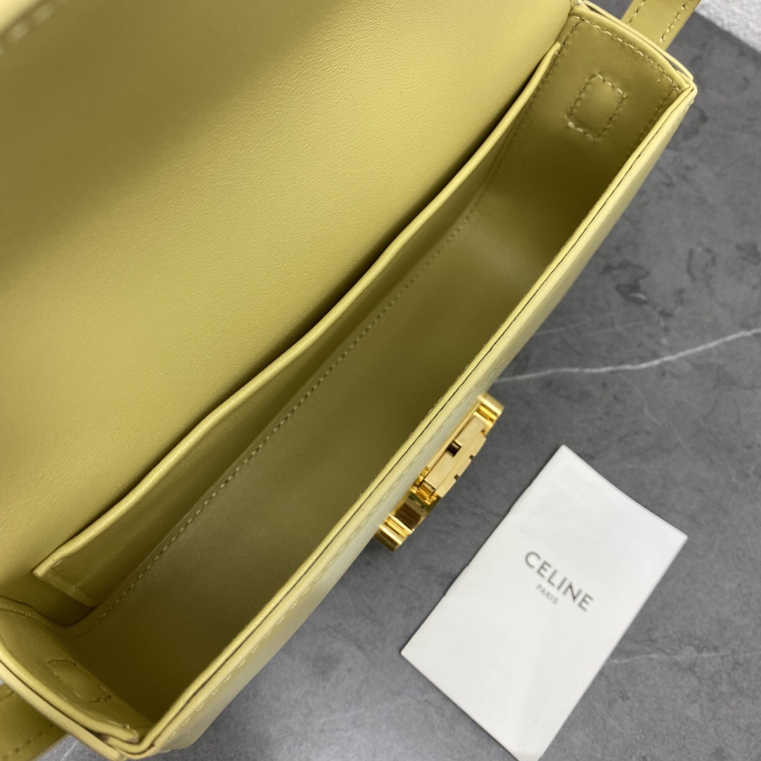 Celine Shoulder Bag Claude In Shiny Calfskin Yellow/Gold 194143